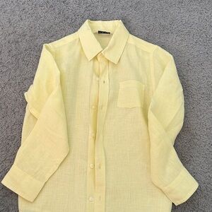 Janie and Jack Pale Yellow Linen Button-Down Shirt